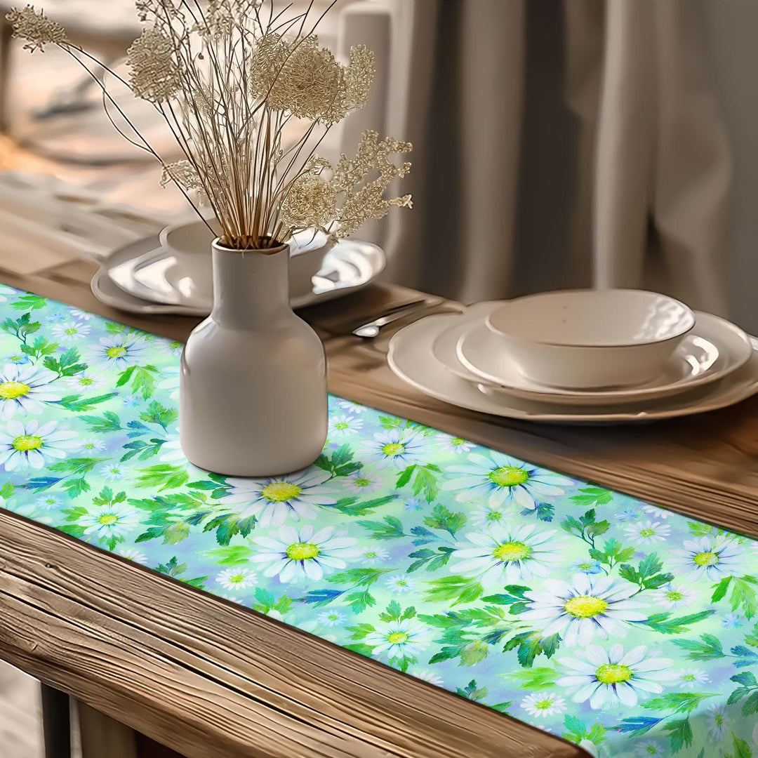 Daisy Pattern Runner|Flower Theme Runner|Floral Tablecloth|Table Centerpiece|Boho Table Runner|Rustic Home Decor|Summer Trend Runner