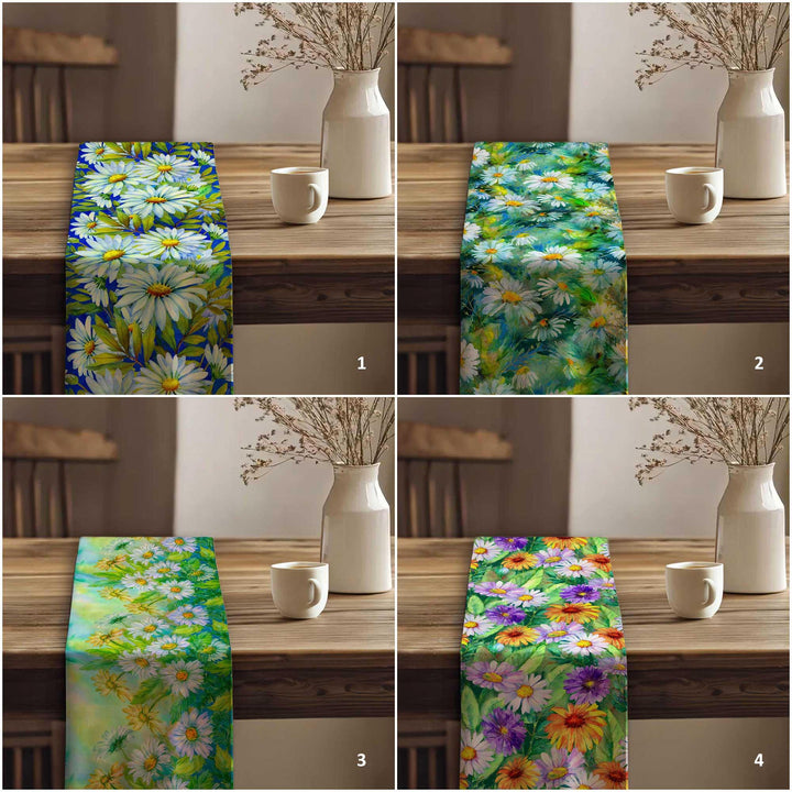 Daisy Print Runner|Boho Table Runner|Summer Trend Runner|Rustic Home Decor|Table Centerpiece|Flower Theme Runner|Floral Tablecloth