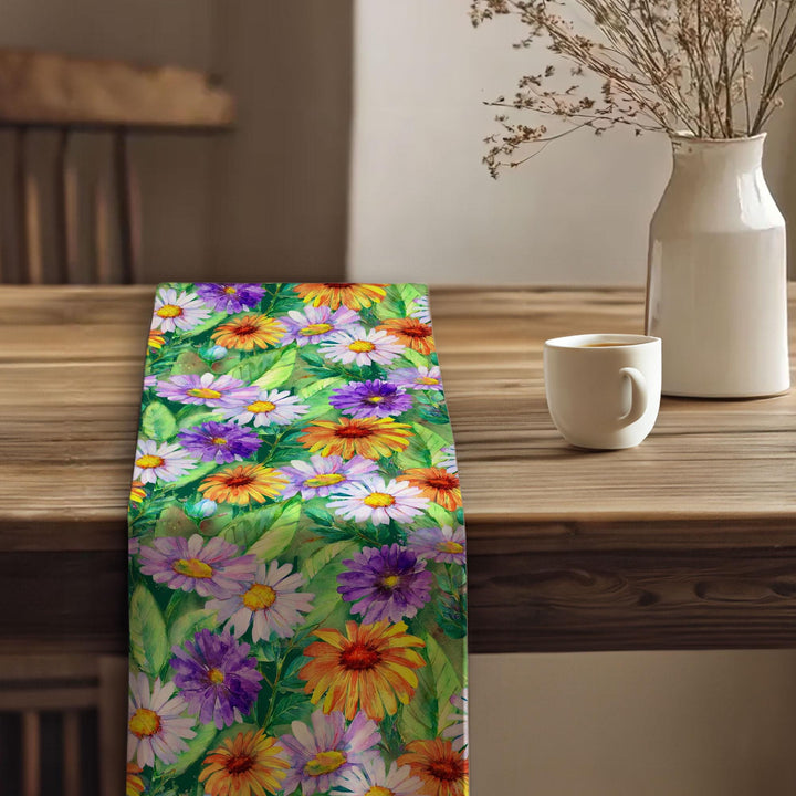 Daisy Print Runner|Boho Table Runner|Summer Trend Runner|Rustic Home Decor|Table Centerpiece|Flower Theme Runner|Floral Tablecloth