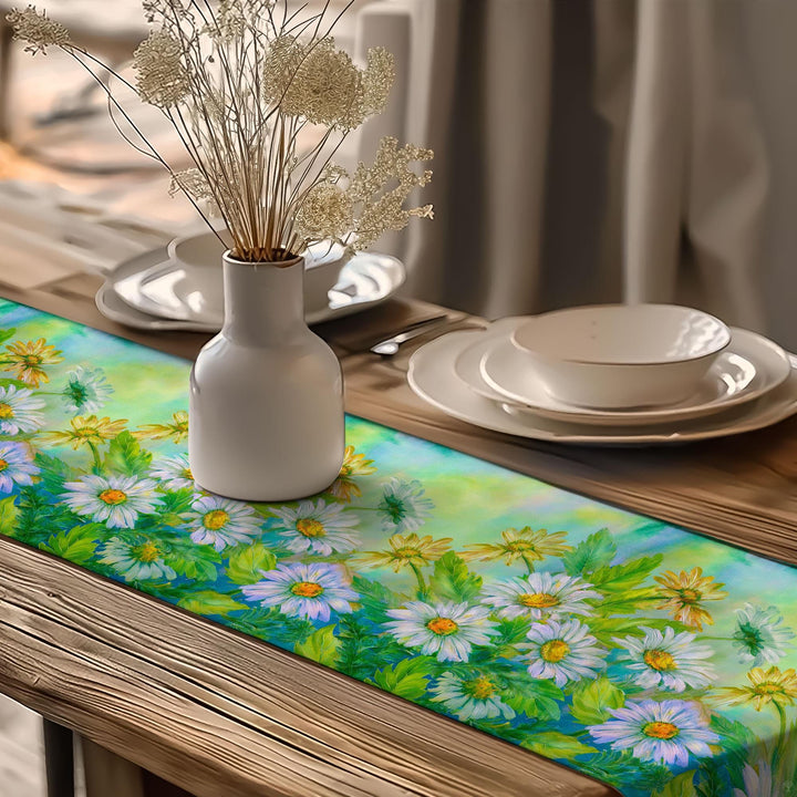 Daisy Print Runner|Boho Table Runner|Summer Trend Runner|Rustic Home Decor|Table Centerpiece|Flower Theme Runner|Floral Tablecloth