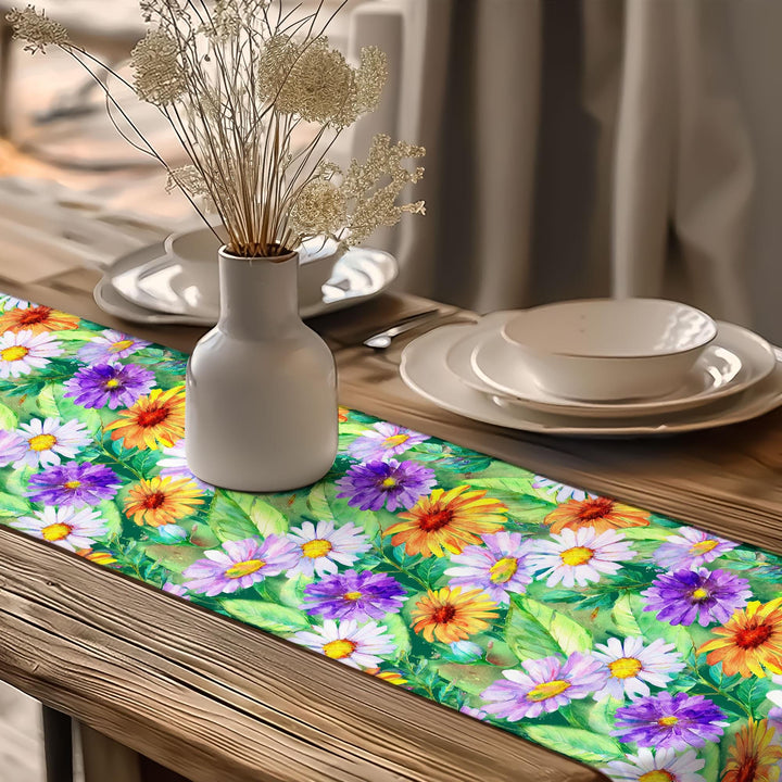 Daisy Print Runner|Boho Table Runner|Summer Trend Runner|Rustic Home Decor|Table Centerpiece|Flower Theme Runner|Floral Tablecloth
