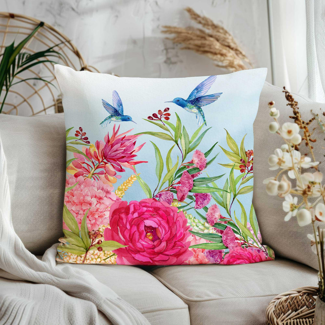 Cozy Floral Cushion Cover|Summer Trend Home Decor|Housewarming Throw Pillowcase|Farmhouse Pink Pillowtop|Butterfly Print Pillow Cover