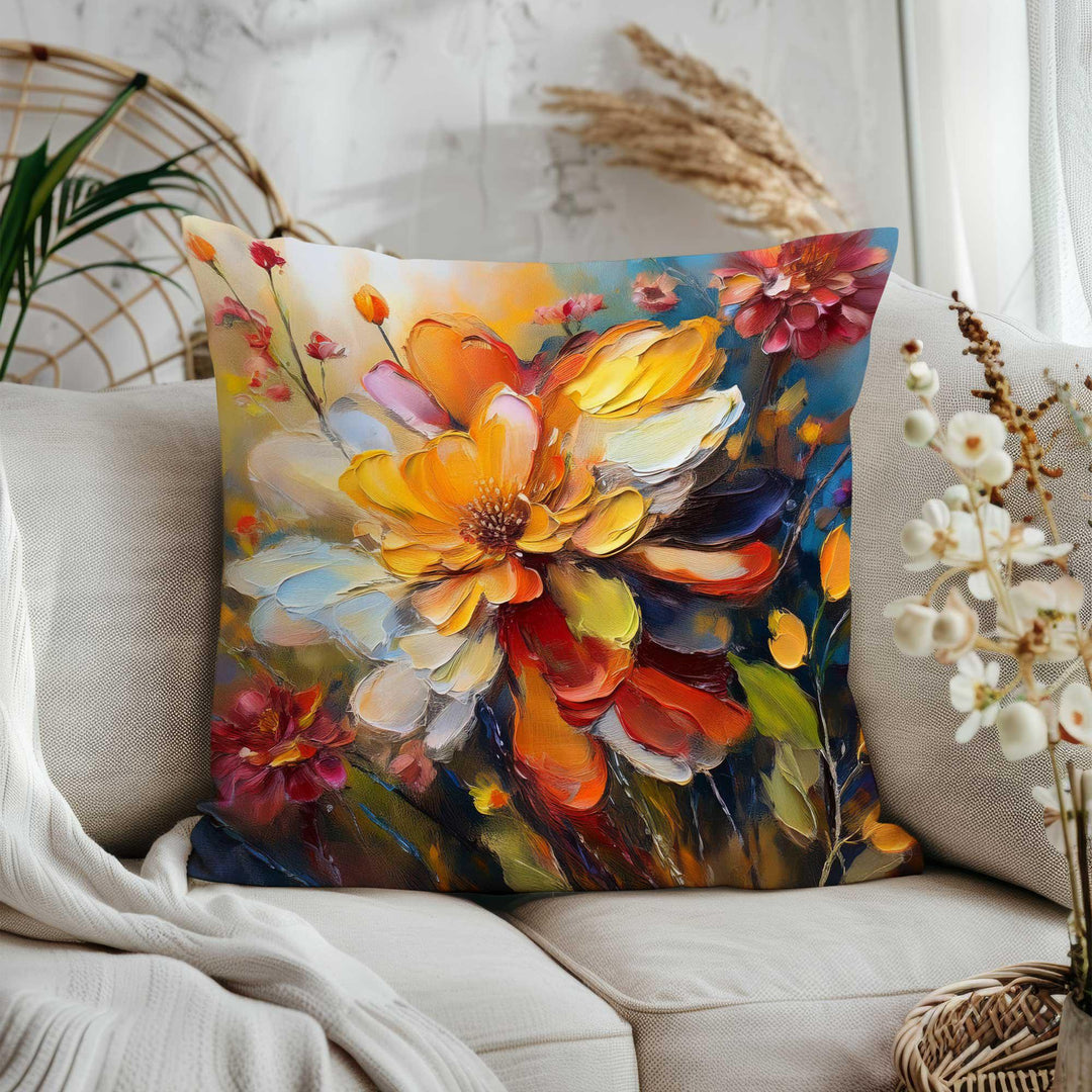 Floral Art Pillowtop|Summer Trend Cushion Cover|Housewarming Pillow Cover|Farmhouse Throw Pillowcase|Oil Painting Home Decor|Gift For Her