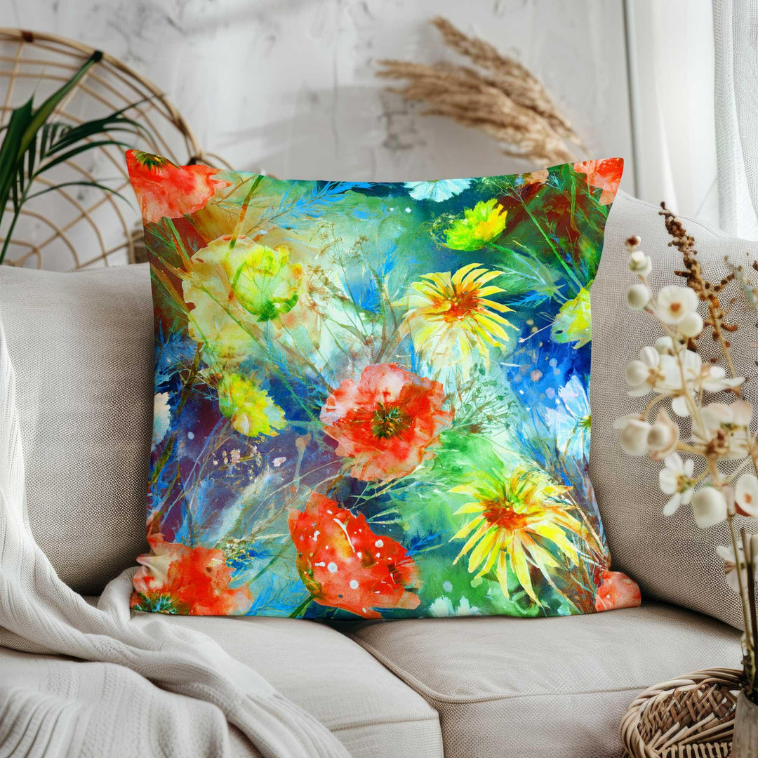 Dark Floral Sofa Pillow Cover|Spring Season Throw Pillowcase|Vibrant Flower Home Decor|Summer Trend Cushion Cover|Unique Design Pillowtop