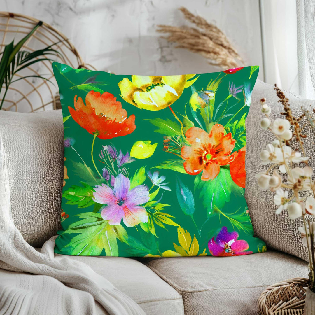 Dark Floral Sofa Pillow Cover|Spring Season Throw Pillowcase|Vibrant Flower Home Decor|Summer Trend Cushion Cover|Unique Design Pillowtop