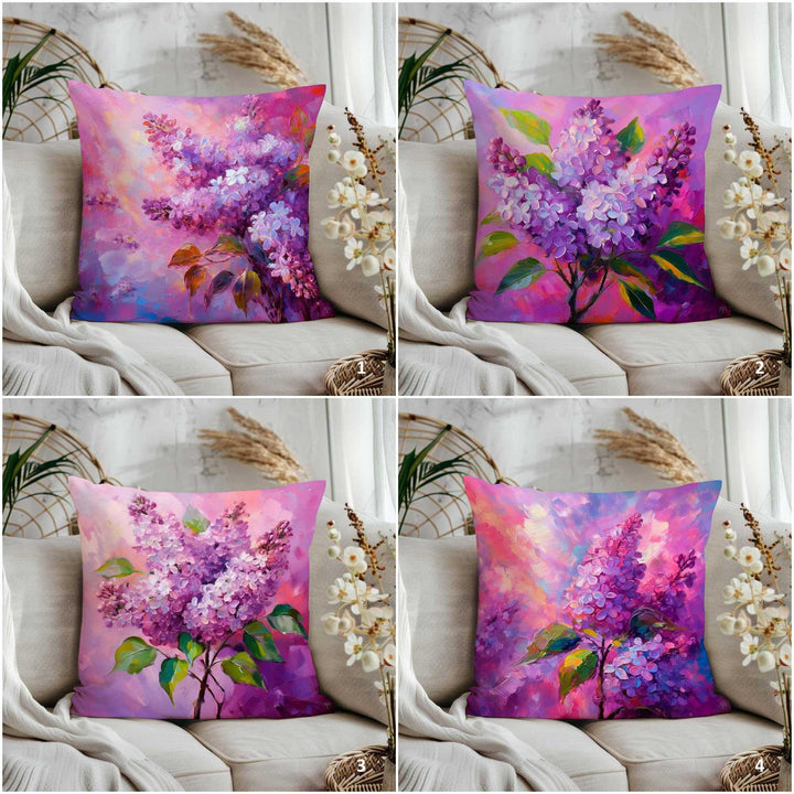 Lilac Print Porch Pillowcase|Watercolor Botanical Pillowtop|Purple Floral Home Decor|Decorative Throw Pillowcase|Summer Trend Cushion Cover