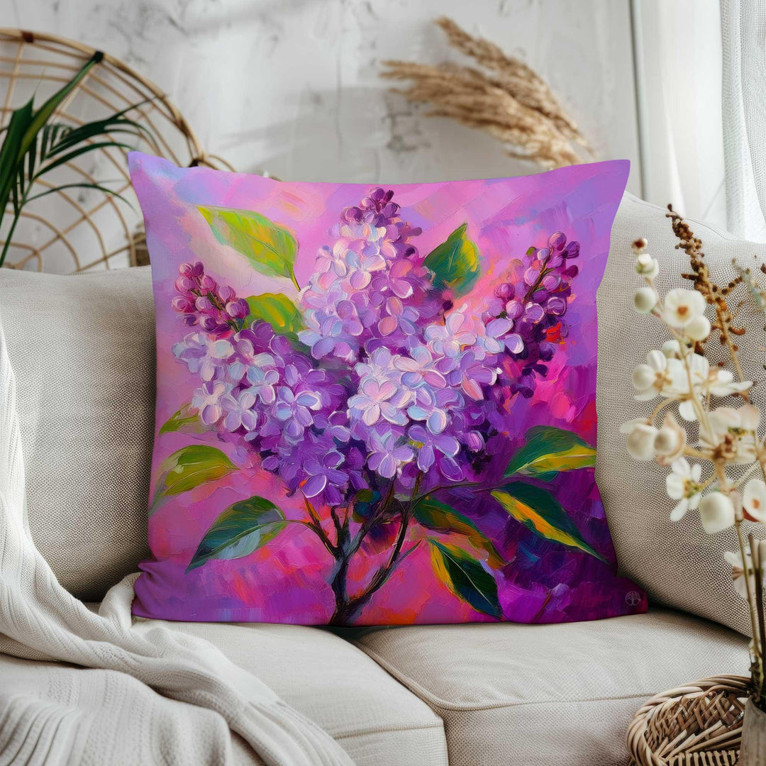Lilac Print Porch Pillowcase|Watercolor Botanical Pillowtop|Purple Floral Home Decor|Decorative Throw Pillowcase|Summer Trend Cushion Cover