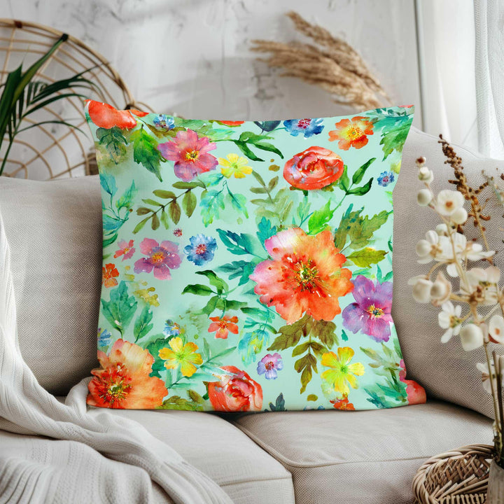 Yellow Flower Cushion Cover|Orange Flower Throw Pillowcase|Vibrant Floral Art Home Decor|Spring Pillowtop|Summer Trend Porch Pillow Cover