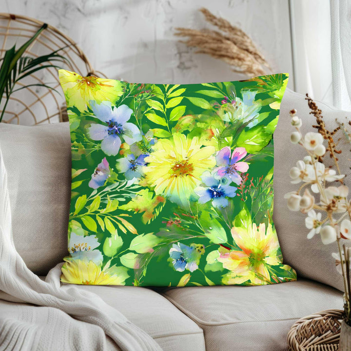 Yellow Flower Cushion Cover|Orange Flower Throw Pillowcase|Vibrant Floral Art Home Decor|Spring Pillowtop|Summer Trend Porch Pillow Cover