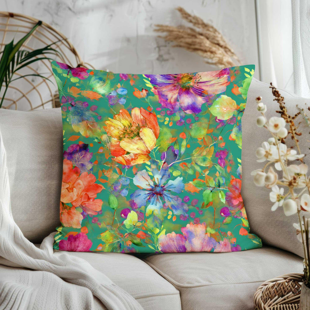 Yellow Flower Cushion Cover|Orange Flower Throw Pillowcase|Vibrant Floral Art Home Decor|Spring Pillowtop|Summer Trend Porch Pillow Cover