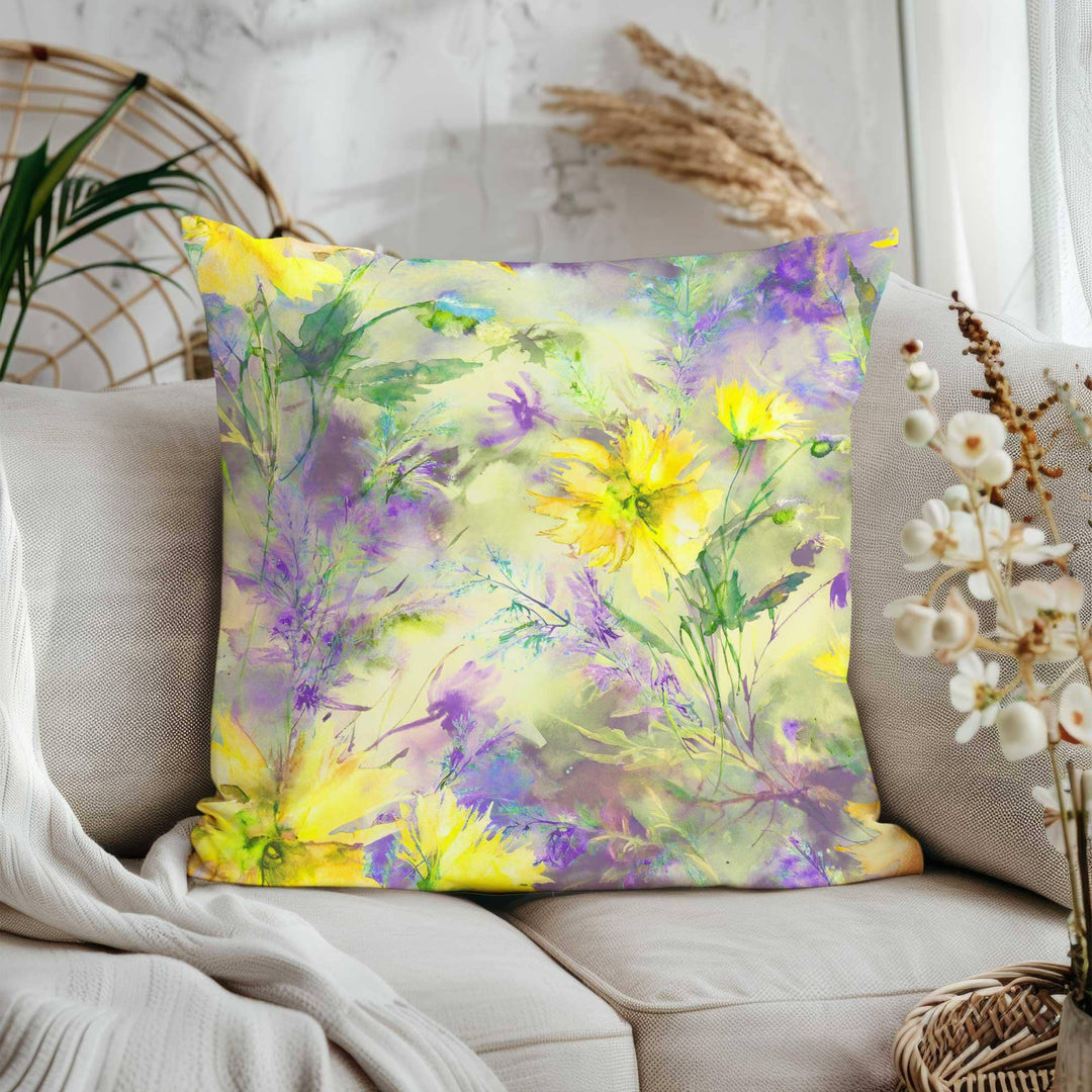 Yellow Flower Cushion Cover|Orange Flower Throw Pillowcase|Vibrant Floral Art Home Decor|Spring Pillowtop|Summer Trend Porch Pillow Cover