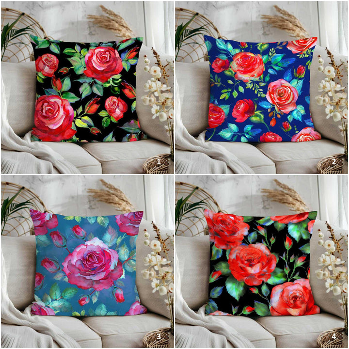 Floral Aesthetic Throw Pillow Cover|Rose Print Porch Pillowcase|Boho Cushion Case|Summer Home Decor Gift|Farmhouse Style Cushion Cover