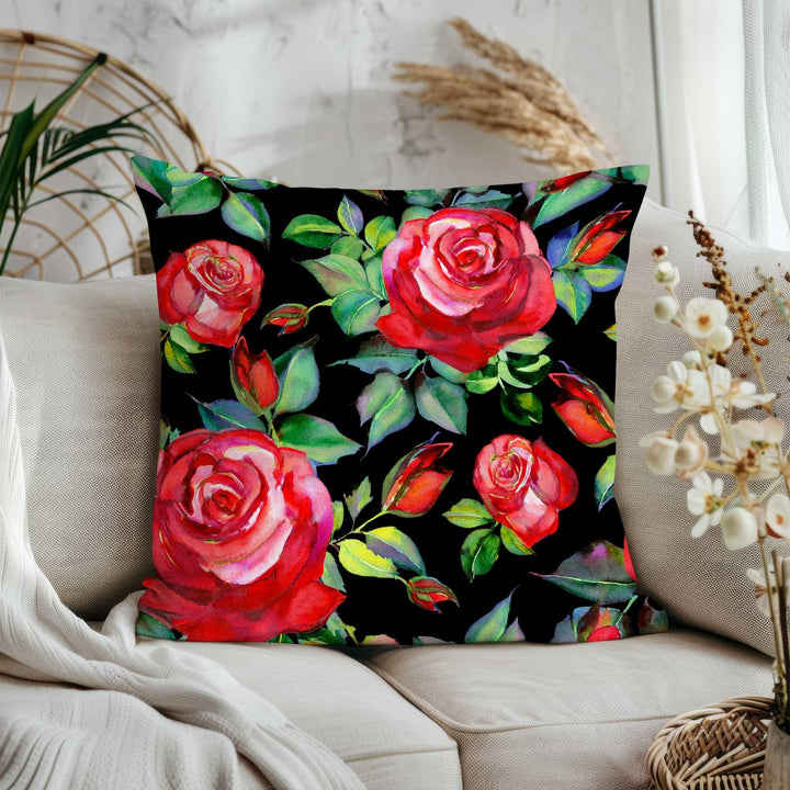 Floral Aesthetic Throw Pillow Cover|Rose Print Porch Pillowcase|Boho Cushion Case|Summer Home Decor Gift|Farmhouse Style Cushion Cover