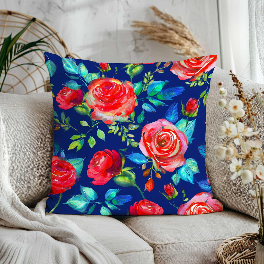 Floral Aesthetic Throw Pillow Cover|Rose Print Porch Pillowcase|Boho Cushion Case|Summer Home Decor Gift|Farmhouse Style Cushion Cover