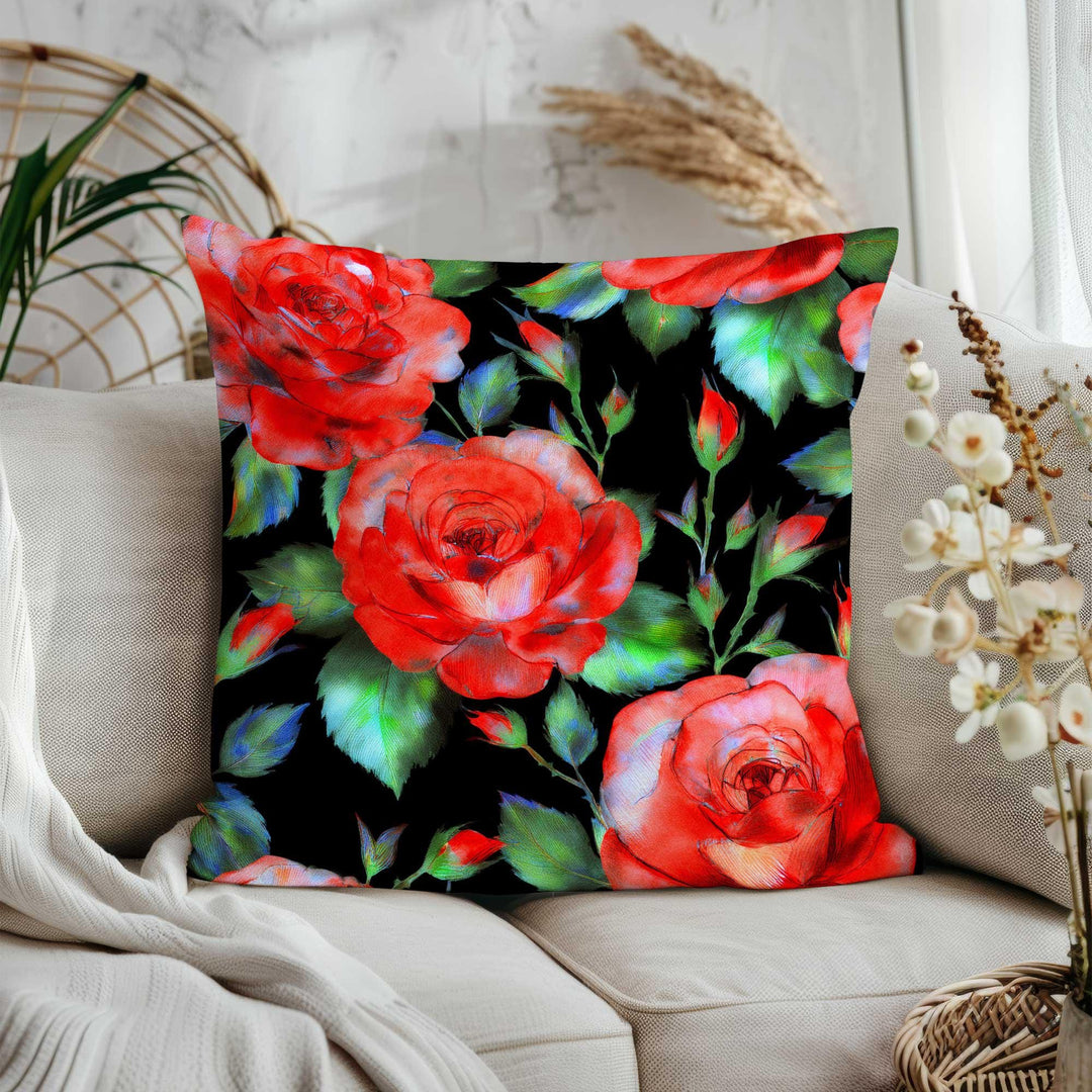 Floral Aesthetic Throw Pillow Cover|Rose Print Porch Pillowcase|Boho Cushion Case|Summer Home Decor Gift|Farmhouse Style Cushion Cover