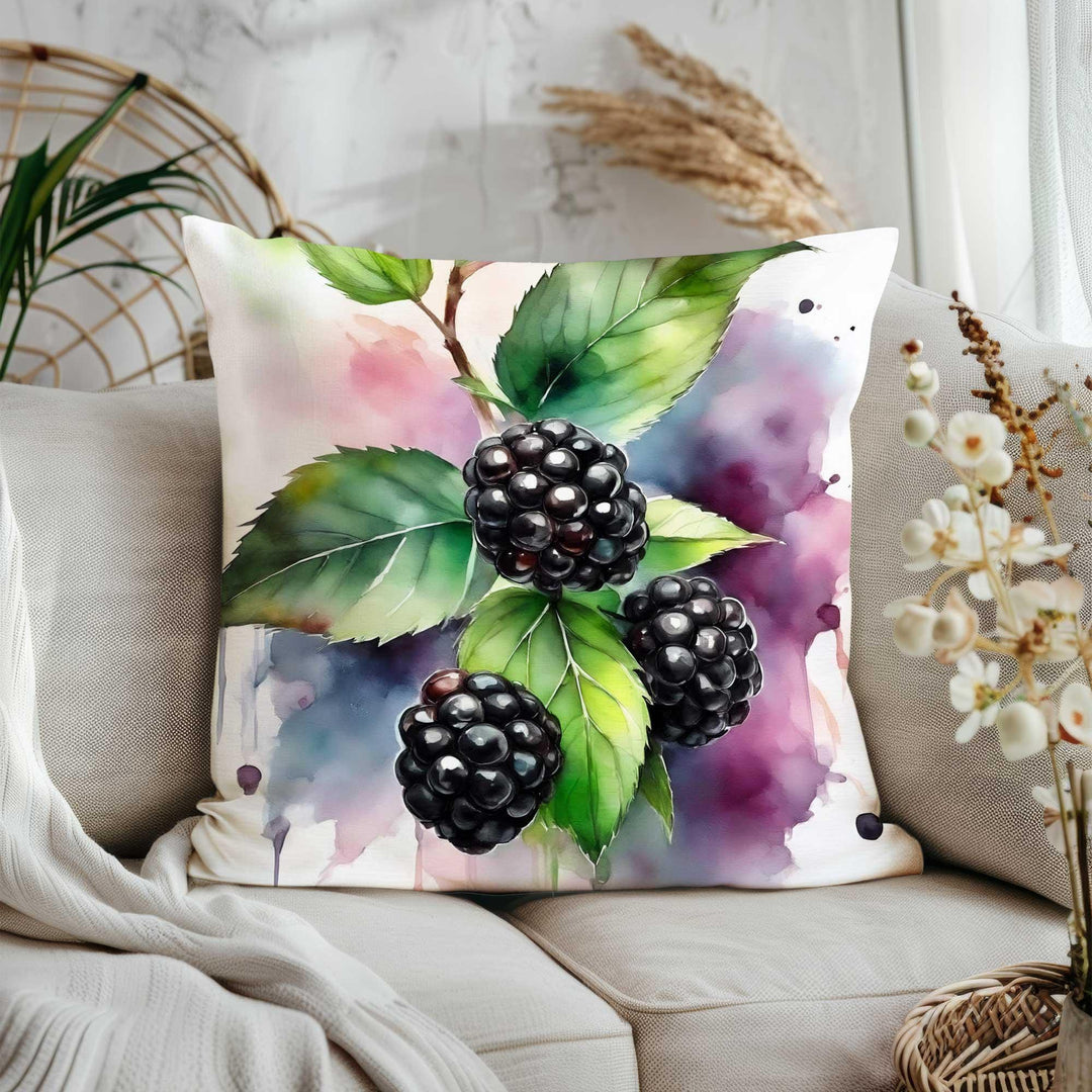 Fruit Cushion Cover|Strawberry Home Decor Gift|Watercolor Blackberry Porch Pillowcase|Floral Throw Pillow Case|Cherry Print Summer Cushion
