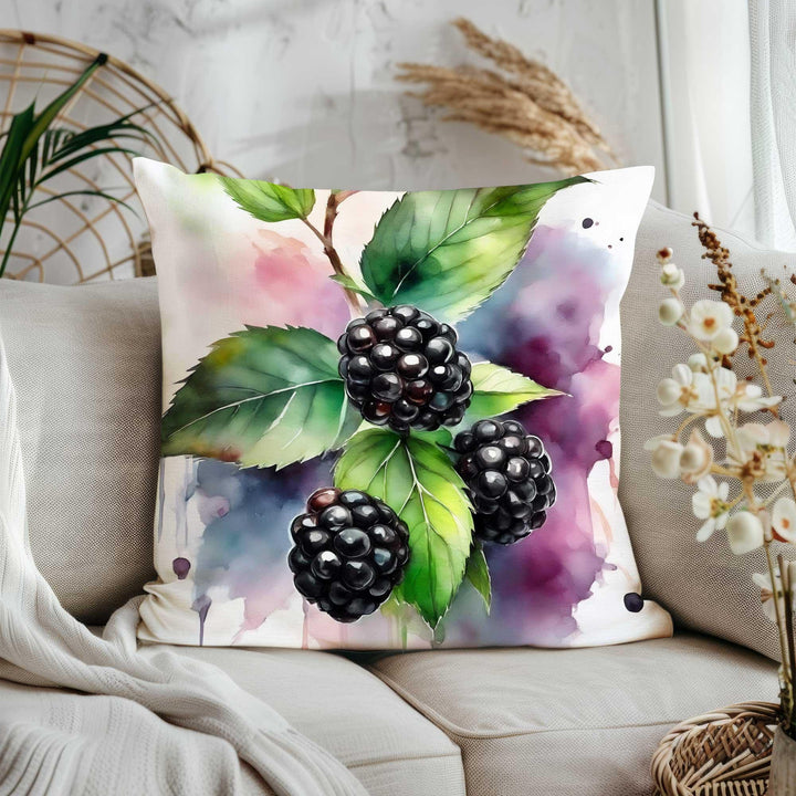 Fruit Cushion Cover|Strawberry Home Decor Gift|Watercolor Blackberry Porch Pillowcase|Floral Throw Pillow Case|Cherry Print Summer Cushion