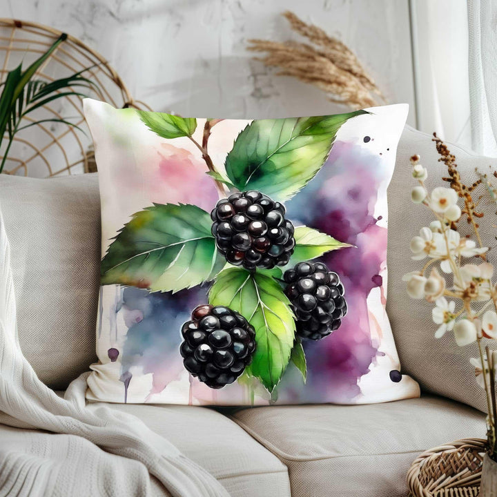 Fruit Cushion Cover|Strawberry Home Decor Gift|Watercolor Blackberry Porch Pillowcase|Floral Throw Pillow Case|Cherry Print Summer Cushion