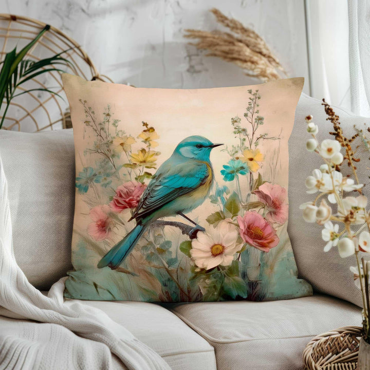 Bluebird Cushion Cover|Wildflowers Porch Pillowcase|Ladybug Cushion Case|Floral Home Gift|Daisies Throw Pillow Case|Summer Cushion Cover