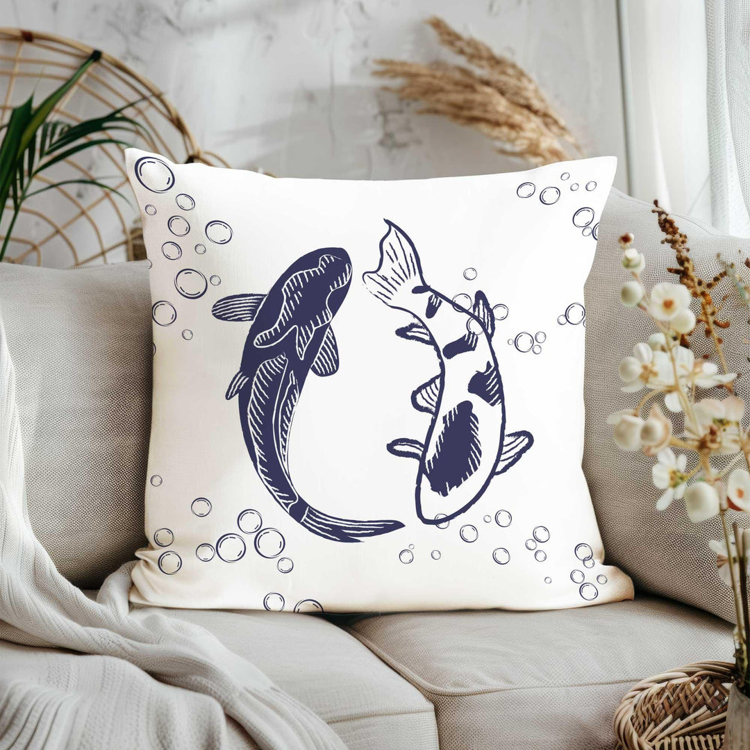 Nautical Pillow Case|Dolphin Print Pillowcase|Octopus Tentacle Cushion Cover|Playful Fish Coastal Home Decor|Beach House Pillowtop