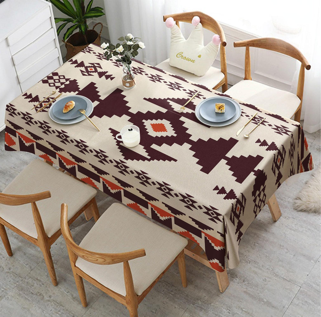 Rug Tablecloth|Rug Design Tabletop|Geometric Decor|Southwestern Table|Aztec Home Decor|Farmhouse Decor|Rustic Home Decor|Terracotta Table