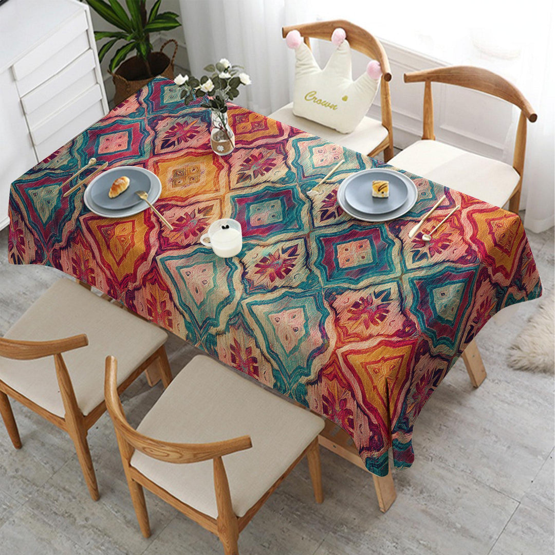Authentic Tablecloth|Southwestern Table|Rug Tablecloth|Rustic Home Decor|Rug Design Tabletop|Farmhouse Decor|Terracotta Table Top