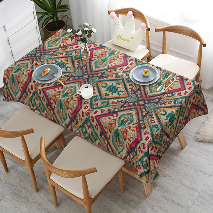 Authentic Tablecloth|Southwestern Table|Rug Tablecloth|Rustic Home Decor|Rug Design Tabletop|Farmhouse Decor|Terracotta Table Top