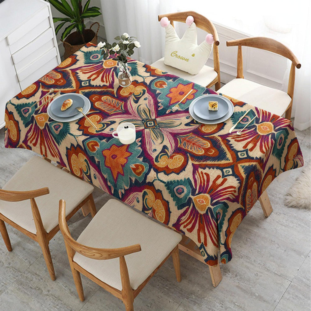 Authentic Tablecloth|Southwestern Table|Rug Tablecloth|Rustic Home Decor|Rug Design Tabletop|Farmhouse Decor|Terracotta Table Top