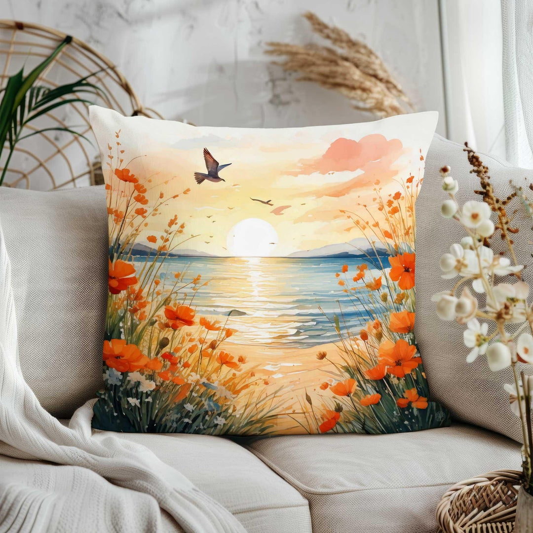 Summer Trend Sofa Pillowcase|Pink Flower Home Decor|Floral Cushion Case|Beach House Cushion Cover|Sunset Pillow Cover|Cozy Pillow Case