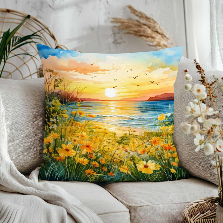 Summer Trend Sofa Pillowcase|Pink Flower Home Decor|Floral Cushion Case|Beach House Cushion Cover|Sunset Pillow Cover|Cozy Pillow Case