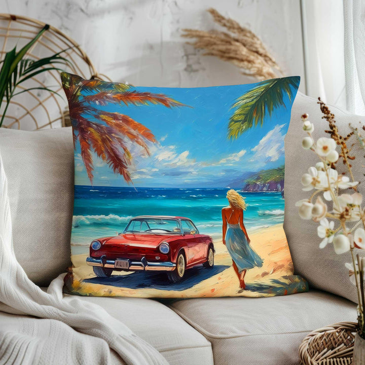 Beach House Sofa Pillowcase|Floral Pillow Cover|Cozy Home Decor|Summer Trend Pillow Case|Coast Cushion Cover|Palm Trees Cushion Case