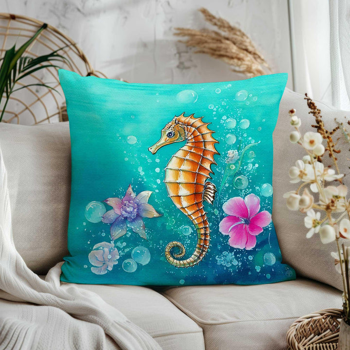 Nautical Pillow Case|Seahorse Home Decor|Crab Cushion Cover|Summer Trend Pillow Cover|Fish Cushion Case|Sea Turtle Pillow Case