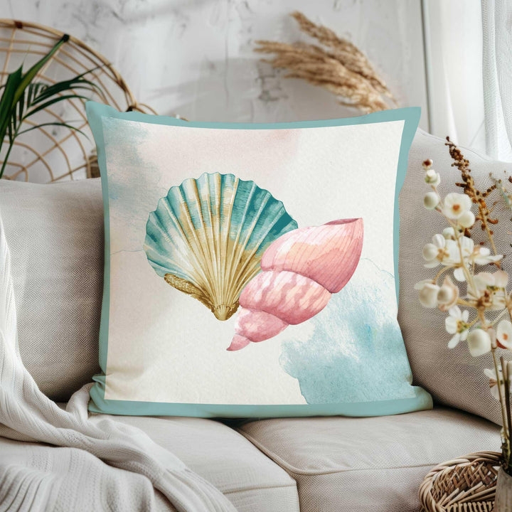 Marine Life Cushion Cover|Starfish Pillowtop|Jellyfish Home Decor|Seashell Cushion Case|Coral Reef Throw Pillow|Pastel Nautical Sofa Decor