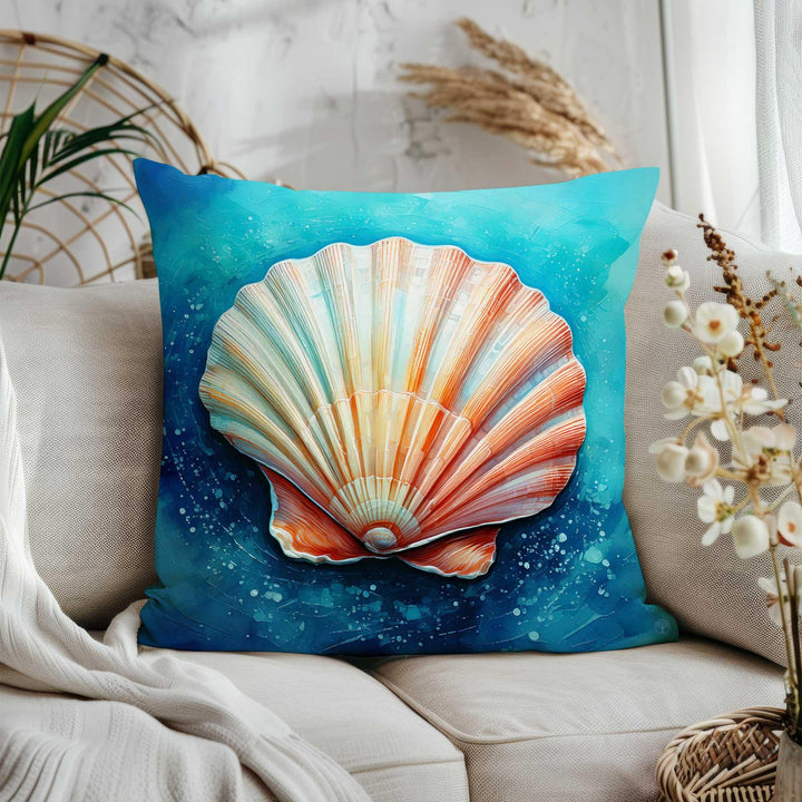 Pastel Oyster Pillowtop|Starfish Cushion Case|Sunny Ocean Sofa Decor|Coral Reef Cushion Cover|Nautical Throw Pillow Cover