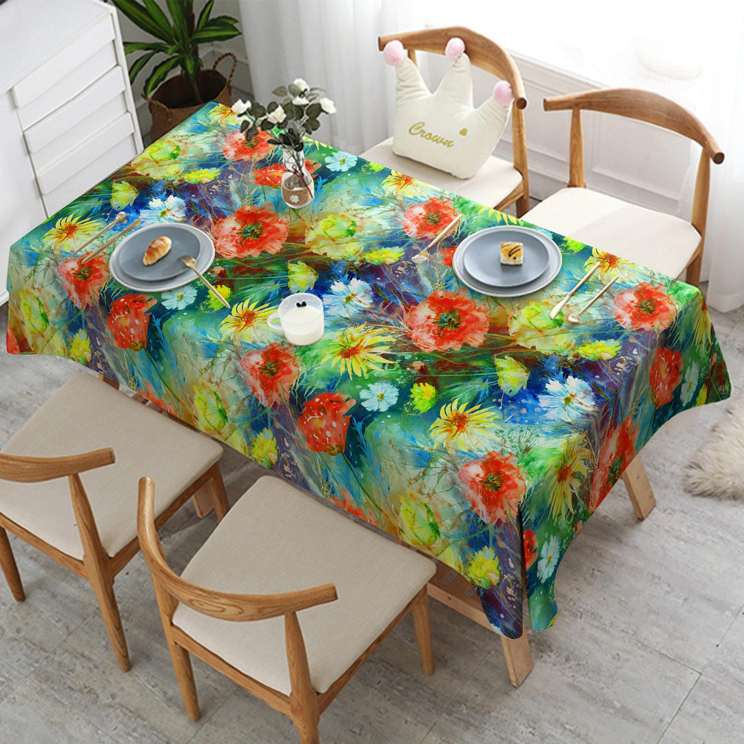 Floral Table Cover|Floral Tabletop|Boho Tablecloth|Kitchen Tablecloth|Summer Table Cover|Rectangle Tablecloth|Farmhouse Tablecloth