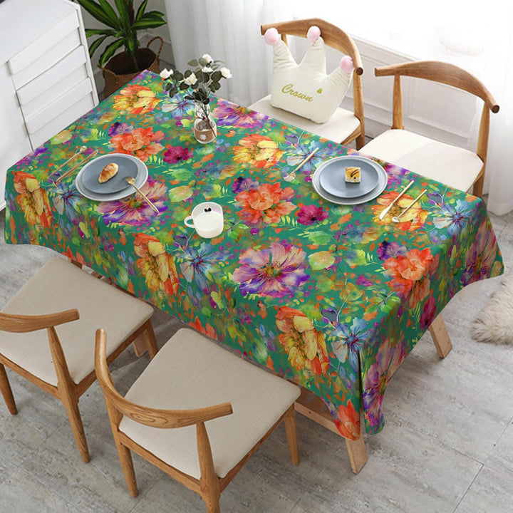 Floral Tabletop|Tropical Decor|Spring Home Decor|Flower Tablecloth|Kitchen Table Decor|Rectangle Tablecloth|Printed Tablecloth