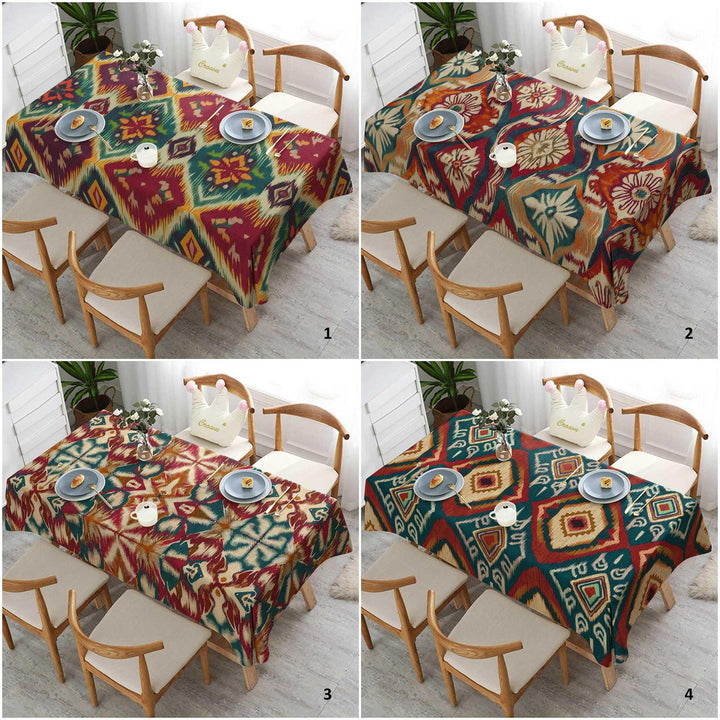 Tribal Table Cover|Geometric Tablecloth|Bold Table Cover|Colorful Ikat Decor|Bohemian Style Decor|Diamond Tabletop|Rustic Tablecloth