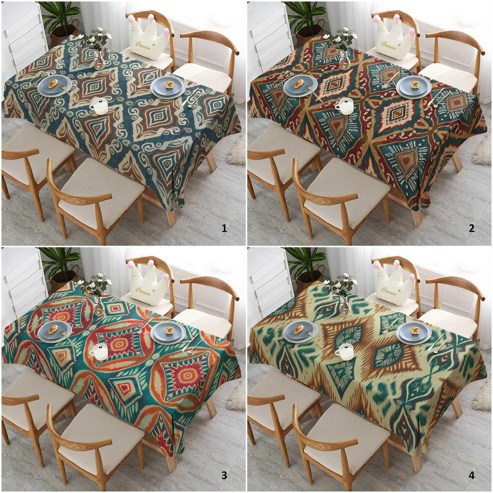 Rustic Tablecloth|Bohemian Style Decor|Geometric Tablecloth|Colorful Ikat Decor|Bold Table Cover|Tribal Table Cover|Diamond Tabletop