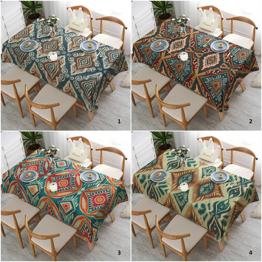 Rustic Tablecloth|Bohemian Style Decor|Geometric Tablecloth|Colorful Ikat Decor|Bold Table Cover|Tribal Table Cover|Diamond Tabletop