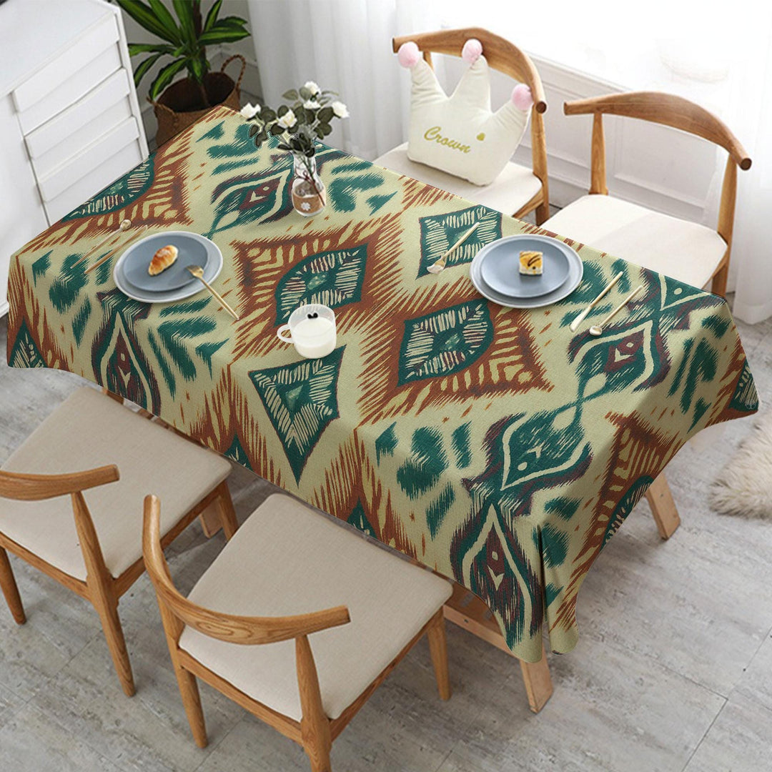 Rustic Tablecloth|Bohemian Style Decor|Geometric Tablecloth|Colorful Ikat Decor|Bold Table Cover|Tribal Table Cover|Diamond Tabletop