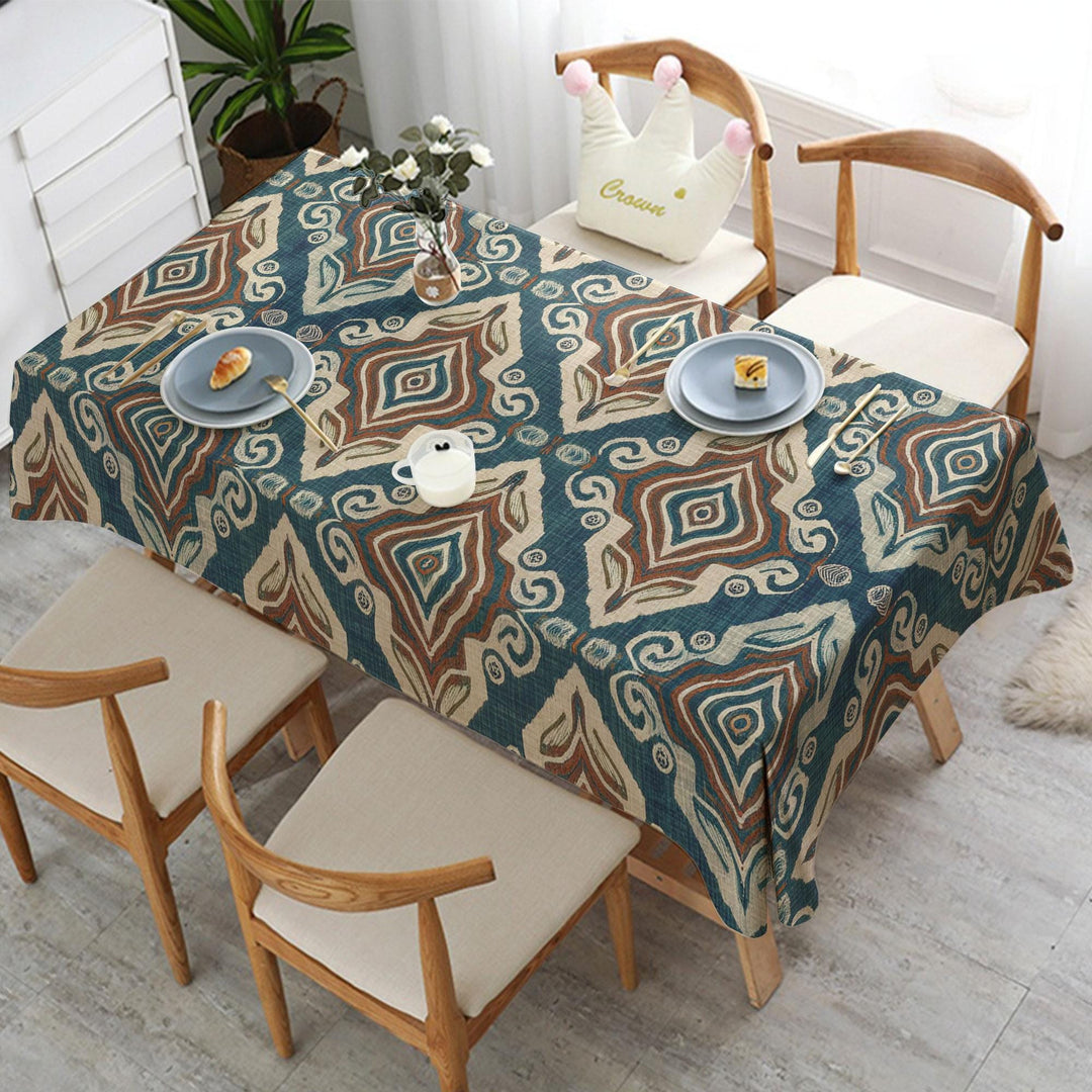 Rustic Tablecloth|Bohemian Style Decor|Geometric Tablecloth|Colorful Ikat Decor|Bold Table Cover|Tribal Table Cover|Diamond Tabletop