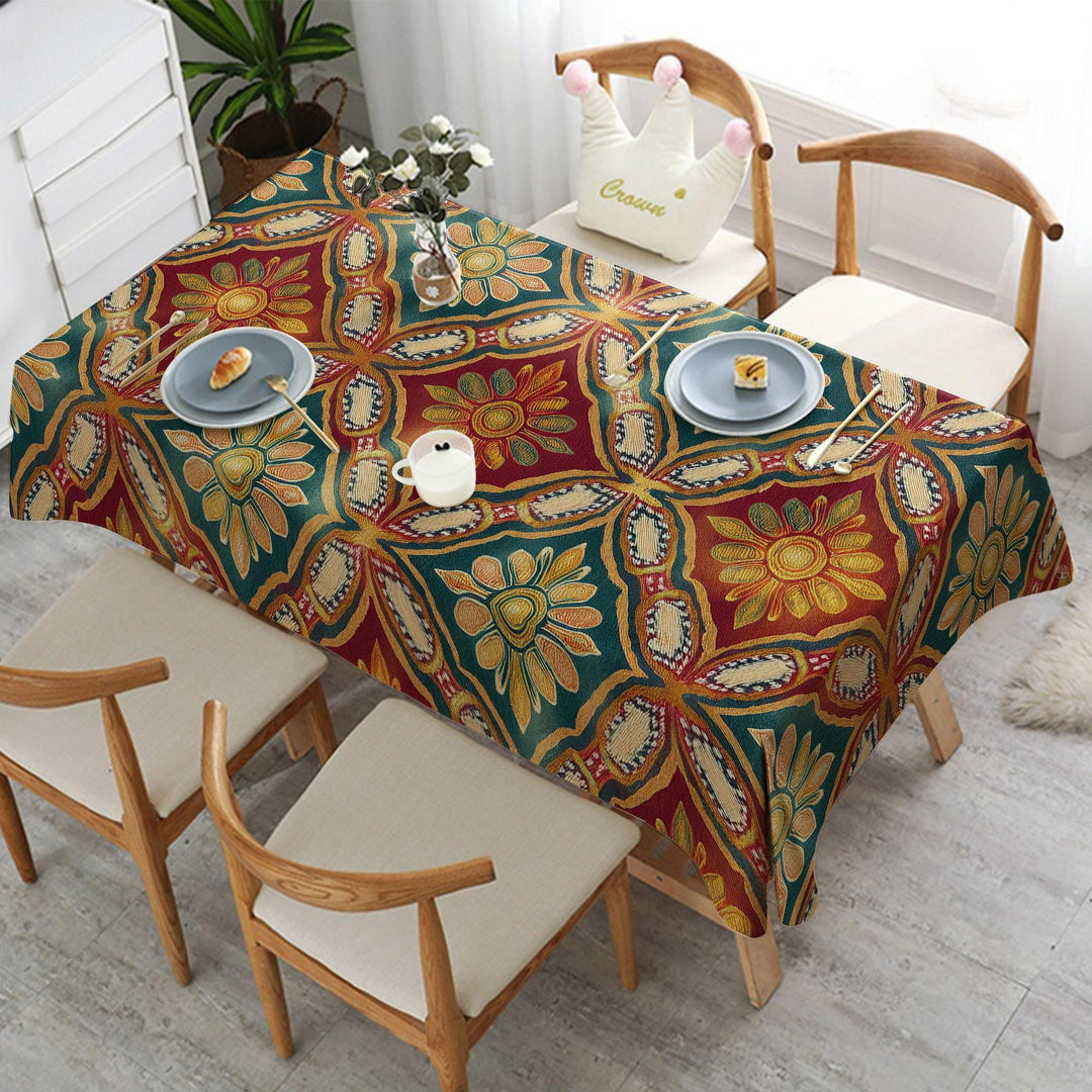 Geometric Tablecloth|Diamond Tabletop|Rectangle Tablecloth|Dining Table Decor|Bold Table Cover|Kitchen Tablecloth|Rustic Tablecloth