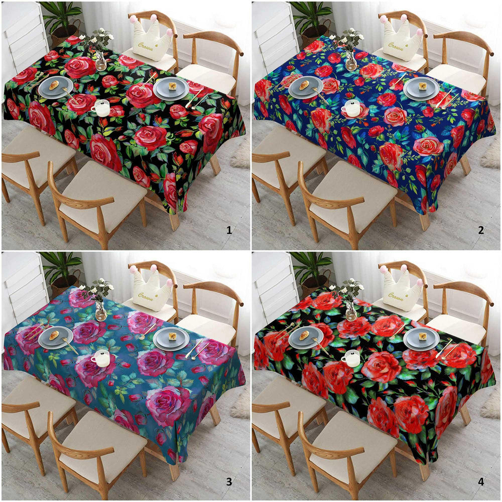 Rose Print Summer Tablecloth|Farmhouse Tablecloth|Kitchen Tablecloth|Summer Tabletop|Spring Table Cover|Cozy Home Decor|Boho Tablecloth