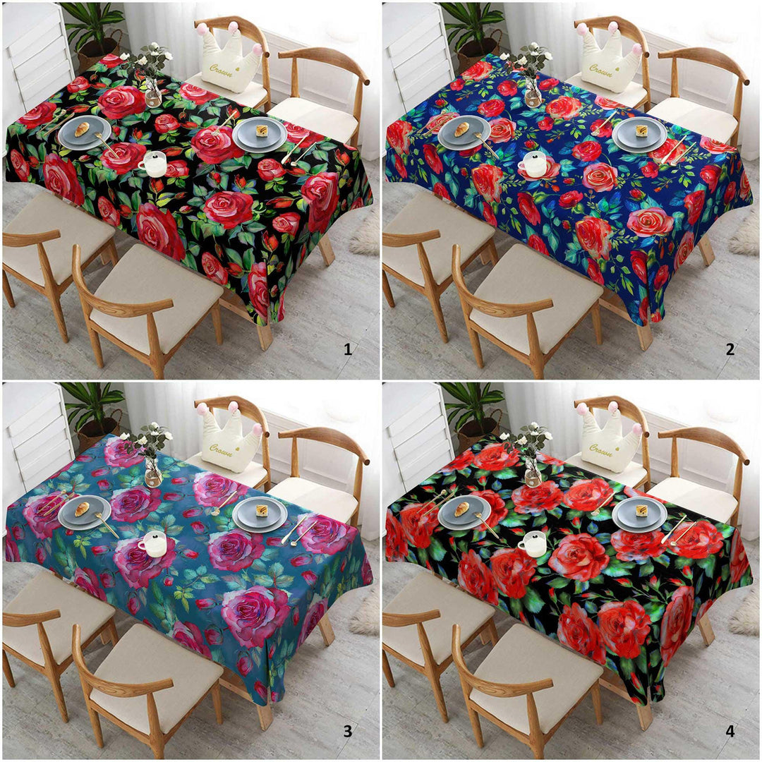 Rose Print Summer Tablecloth|Farmhouse Tablecloth|Kitchen Tablecloth|Summer Tabletop|Spring Table Cover|Cozy Home Decor|Boho Tablecloth