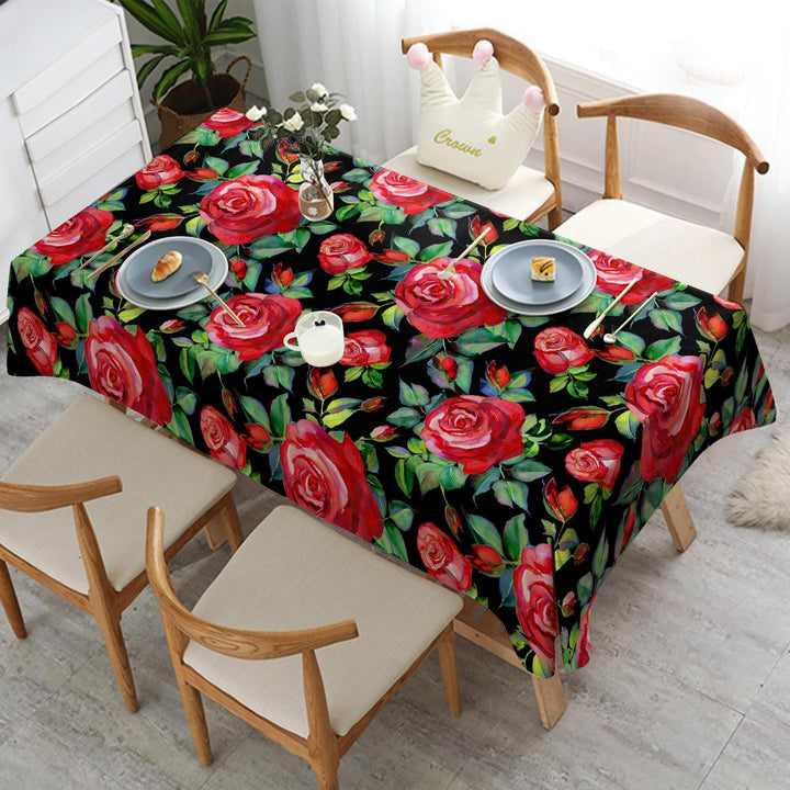 Rose Print Summer Tablecloth|Farmhouse Tablecloth|Kitchen Tablecloth|Summer Tabletop|Spring Table Cover|Cozy Home Decor|Boho Tablecloth
