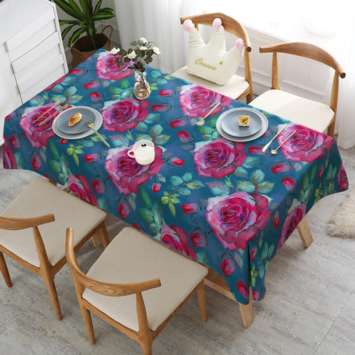 Rose Print Summer Tablecloth|Farmhouse Tablecloth|Kitchen Tablecloth|Summer Tabletop|Spring Table Cover|Cozy Home Decor|Boho Tablecloth