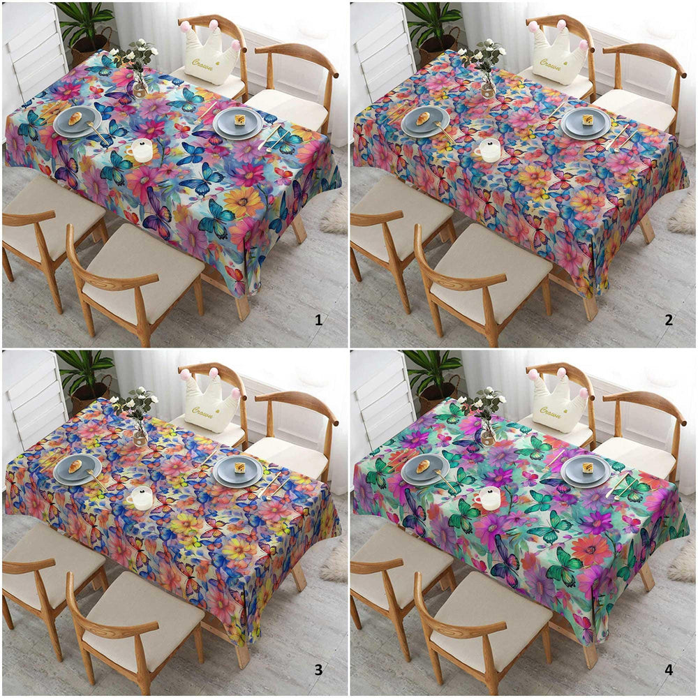 Floral Butterfly Table Cover|Spring Home Decor|Floral Table Cover|Floral Tabletop|Summer Trend Table|Farmhouse Tablecloth|Printed Tablecloth