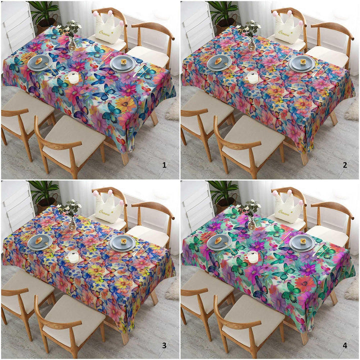 Floral Butterfly Table Cover|Spring Home Decor|Floral Table Cover|Floral Tabletop|Summer Trend Table|Farmhouse Tablecloth|Printed Tablecloth