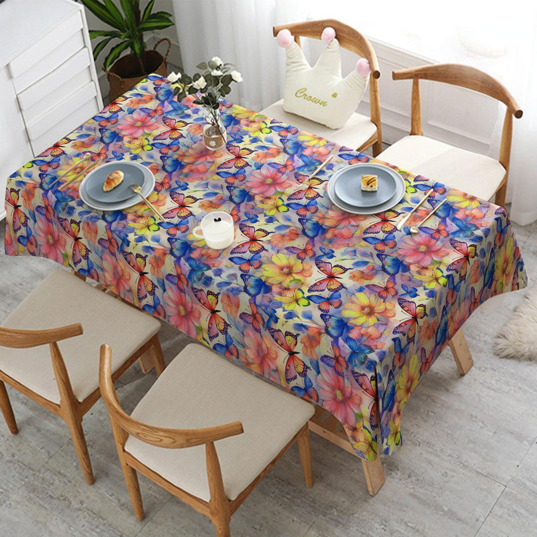 Floral Butterfly Table Cover|Spring Home Decor|Floral Table Cover|Floral Tabletop|Summer Trend Table|Farmhouse Tablecloth|Printed Tablecloth