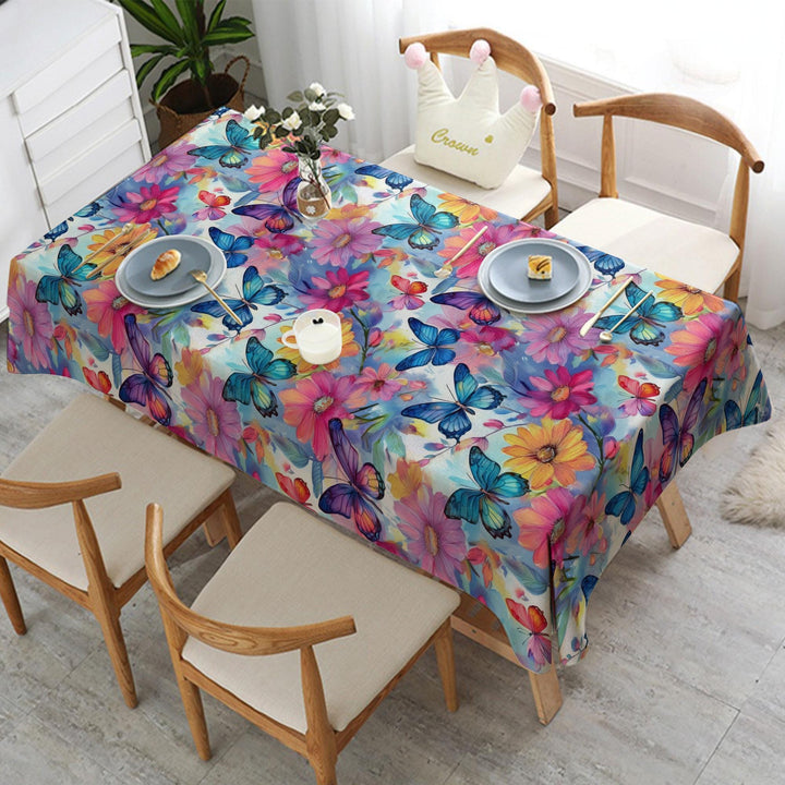 Floral Butterfly Table Cover|Spring Home Decor|Floral Table Cover|Floral Tabletop|Summer Trend Table|Farmhouse Tablecloth|Printed Tablecloth